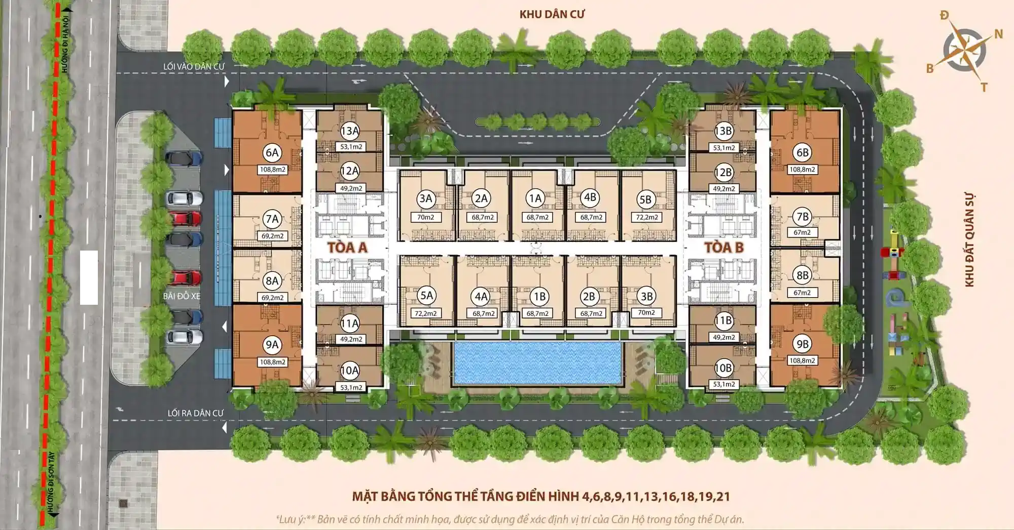 Mặt bằng tổng thể The Vistas Avenue giúp đối chiếu mã căn với chính sách bán hàng